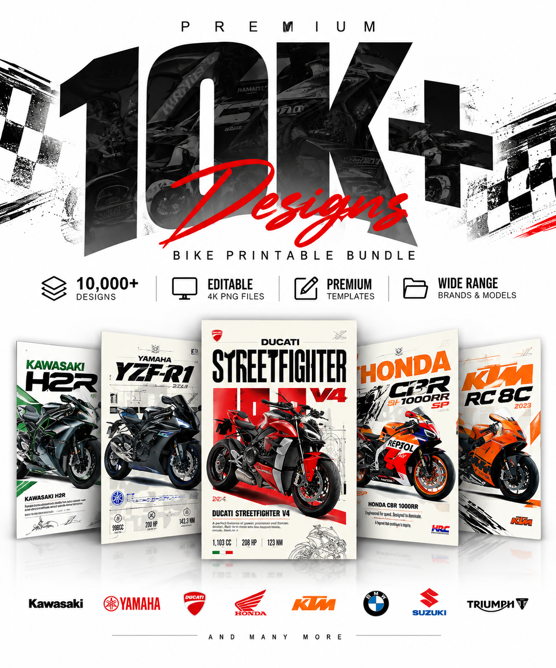 10K Premium Bike Printable Designs – Editable 4K PNG Graphics (2026)