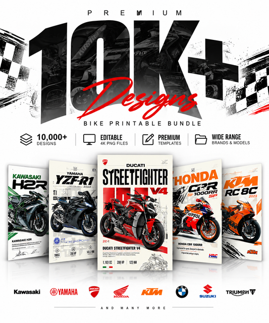 10K Premium Bike Printable Designs – Editable 4K PNG Graphics (2026)