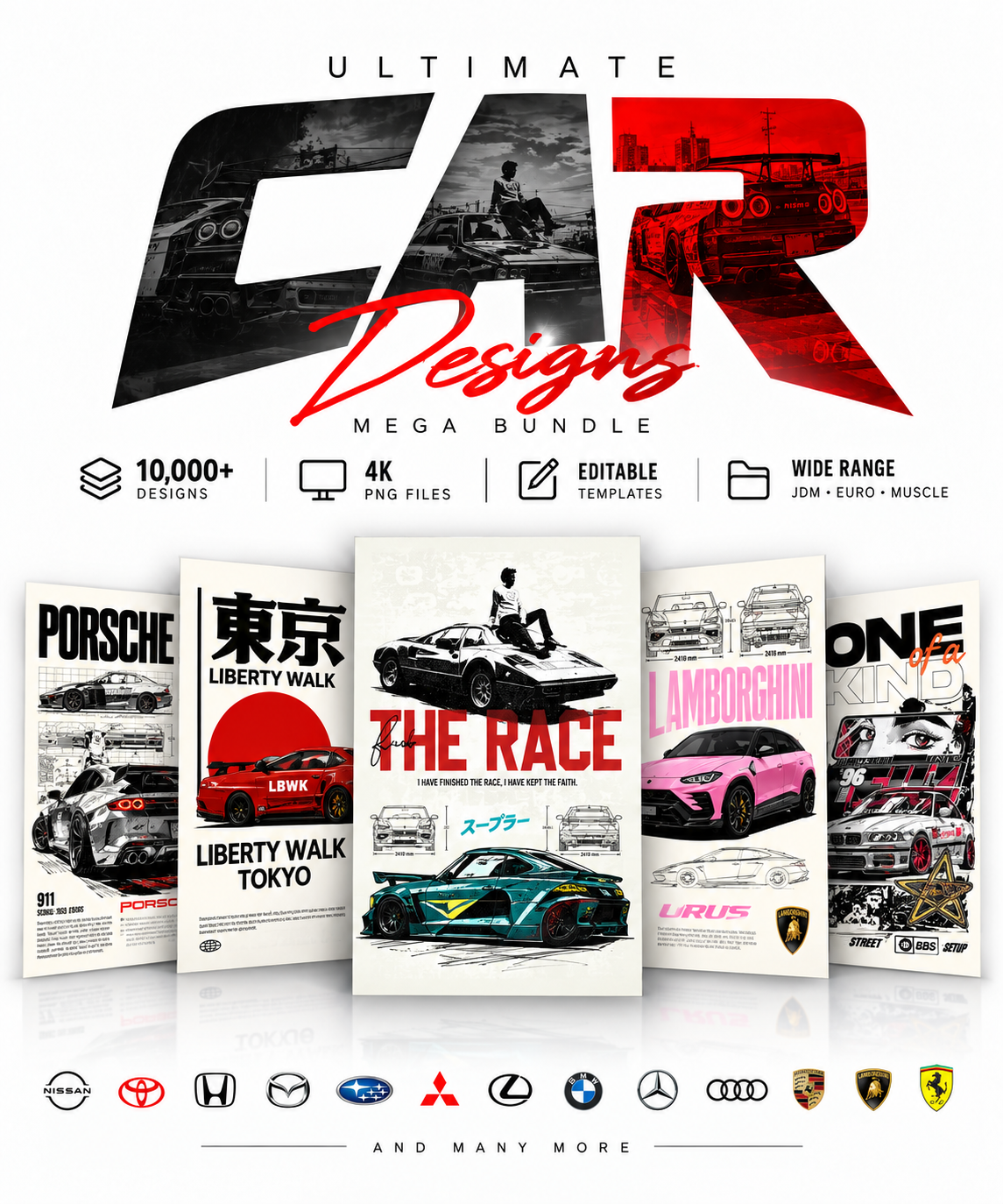 10K Premium Car Printable Designs – Editable 4K PNG Graphics (2026)