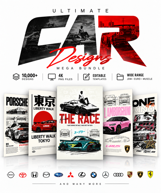 10K Premium Car Printable Designs – Editable 4K PNG Graphics (2026)