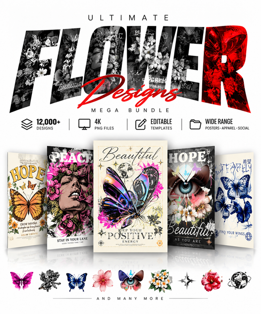 12K Premium Flower Street Wear Printable Designs – Editable 4K PNG Graphics (2026)