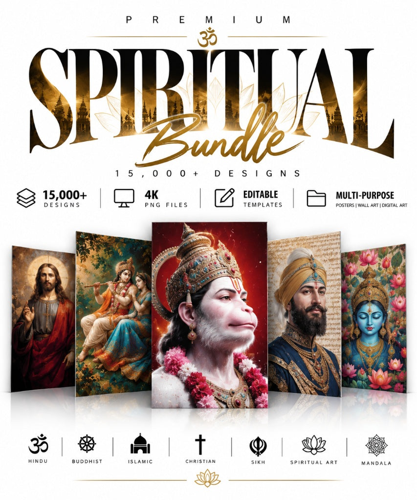 15,000+ Spiritual Bundle Premium Printable Designs – Editable 4K PNG Graphics (2026) | Posters | Digital Art