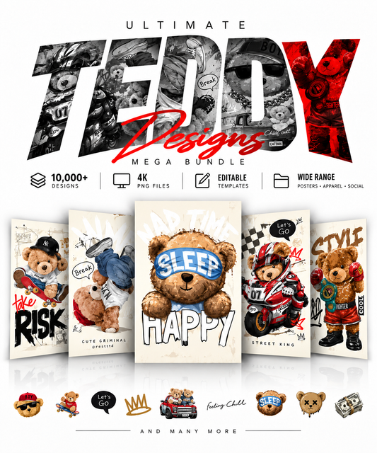 10K Premium TEDDY Money Printable Designs – Editable 4K PNG Graphics (2026)
