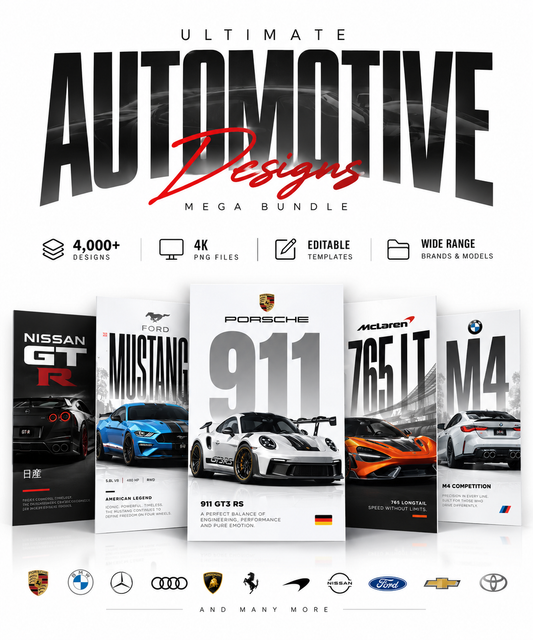4,000+ Premium AUTOMOTIVE CARS Designs – Editable 4K PNG Graphics (2026)