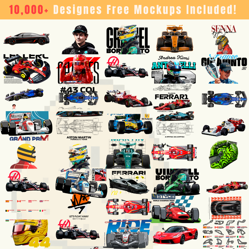 10K Premium F1 Printable Designs – Editable 4K PNG Graphics (2026)